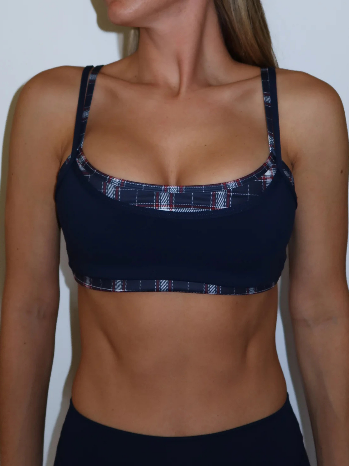 TOP NAVY & PLAID